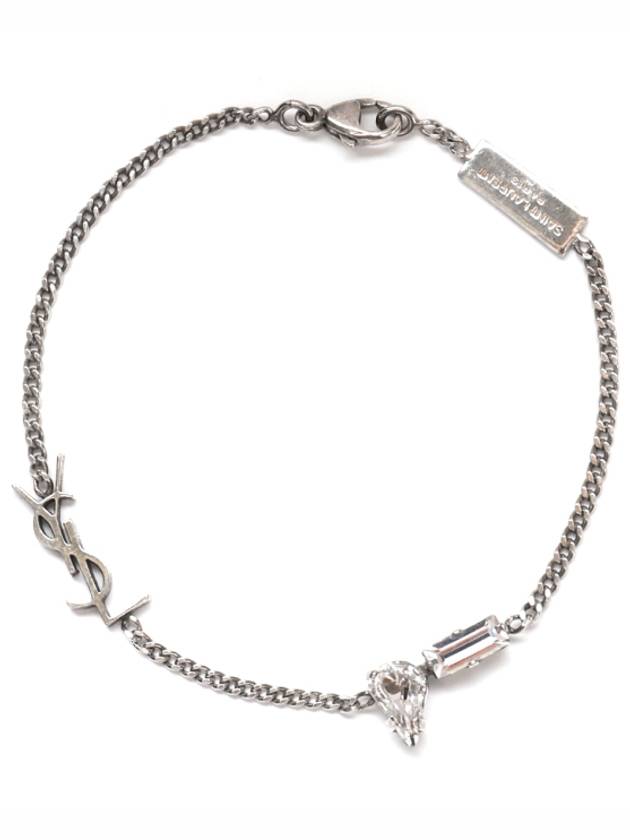 Opyum Charm Bracelet In Metal And Rhinestone Oxidized Silver - SAINT LAURENT - BALAAN 3