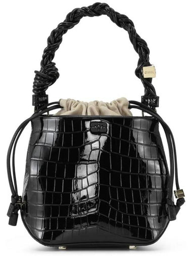 Bou Leather Bucket Bag Black - GANNI - BALAAN 1