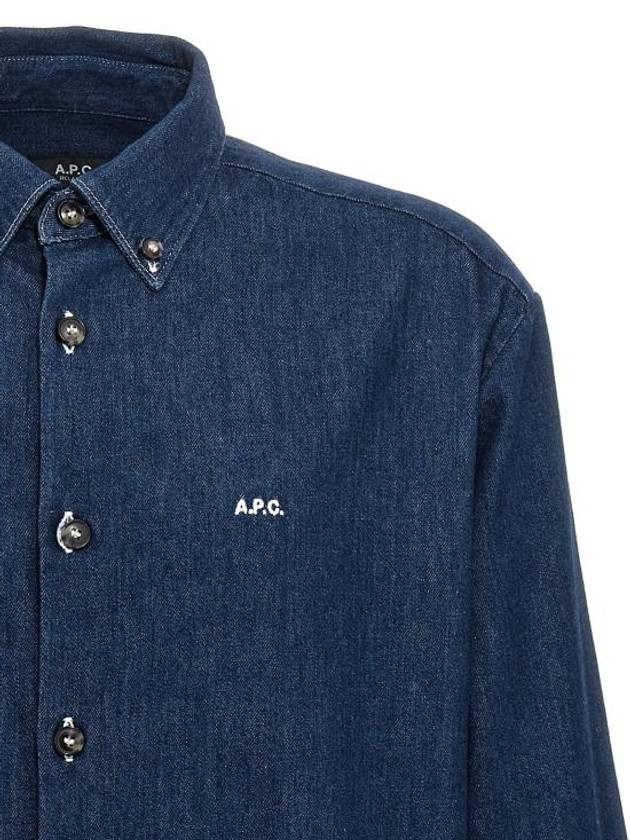 Mathias Embroidered Logo Long Sleeve Shirt Dark Blue - A.P.C. - BALAAN 4