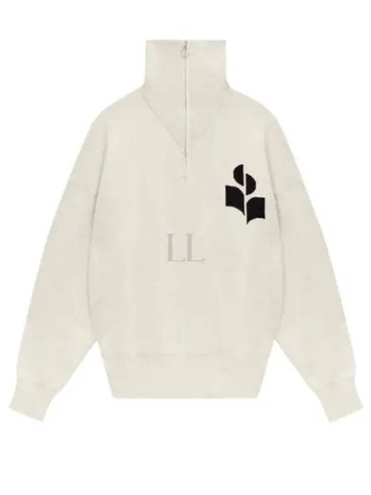 Logo High Neck Knit Zip-Up Cardigan Light Grey - ISABEL MARANT - BALAAN 2