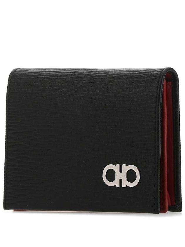 Salvatore Revival Gancini Bicolor Card Wallet Black - SALVATORE FERRAGAMO - BALAAN 3