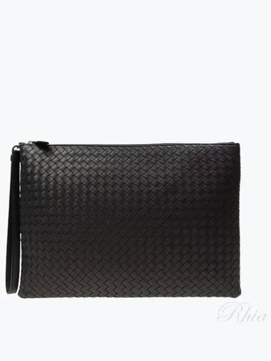 Intrecciato Strap Clutch Bag Black - BOTTEGA VENETA - BALAAN 2