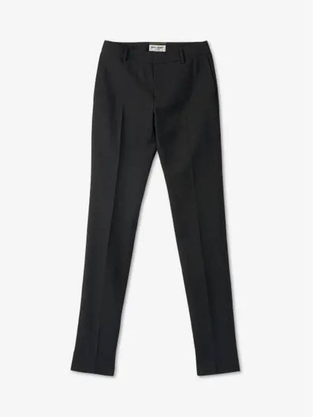 Gabardine Virgin Wool Straight Pants Black - SAINT LAURENT - BALAAN 2