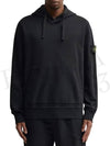 Logo Patch Cotton Fleece Hoodie Black - STONE ISLAND - BALAAN 4