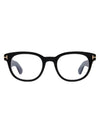 Eyewear T Logo Round Plastic Eyeglasses Shiny Black - TOM FORD - BALAAN 1