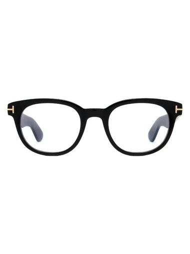 Eyewear T Logo Round Plastic Eyeglasses Shiny Black - TOM FORD - BALAAN 1