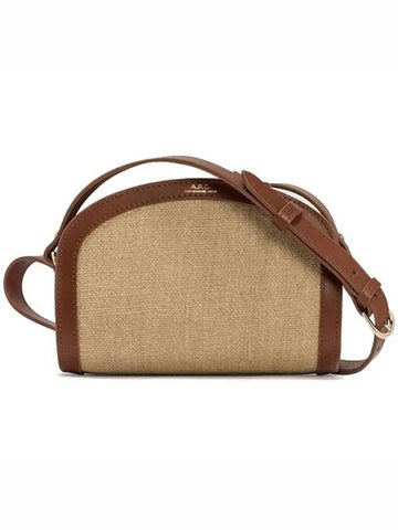 DEMI LUNE leather panel raffia mini shoulder bag JUAAB F61392 - A.P.C. - BALAAN 1