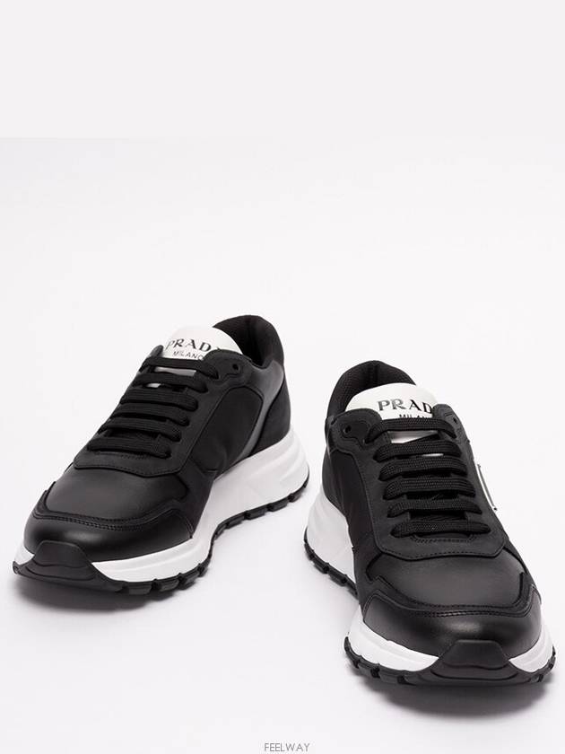 Nubuck Nylon Low Top Sneakers Black - PRADA - BALAAN 3