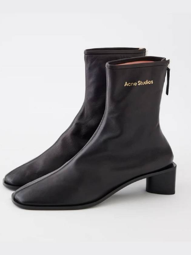 Branded Leather Middle Boots Black - ACNE STUDIOS - BALAAN 6