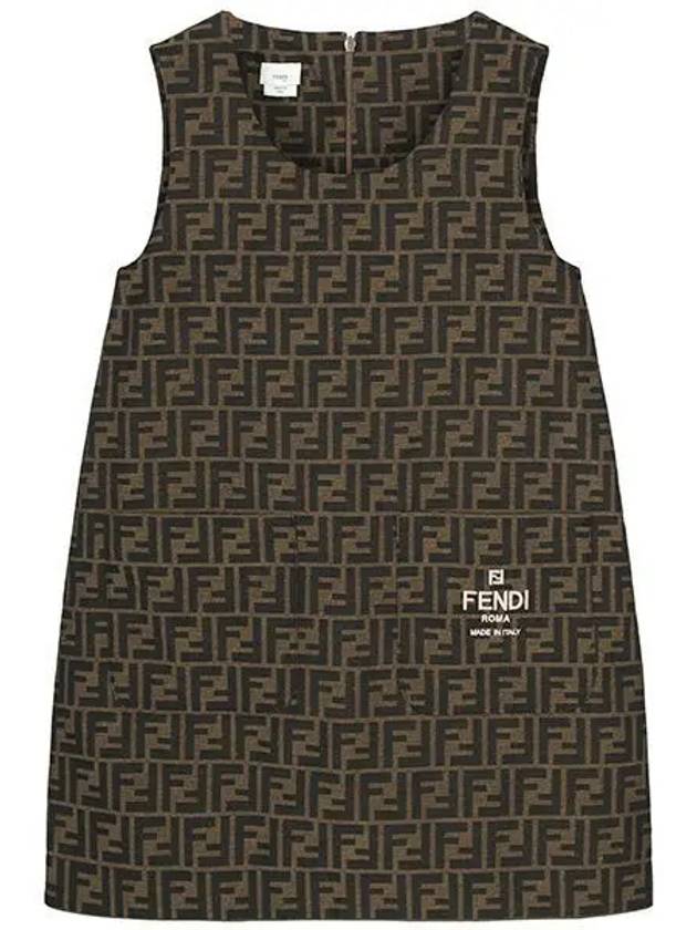 Kids All Over FF Print Dress Brown - FENDI - BALAAN 2