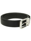 Rectangular silver plated steel buckle smooth leather belt black - MONTBLANC - BALAAN 3