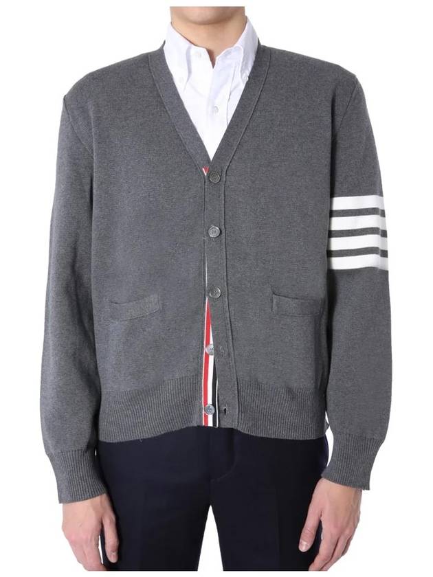 Milano Stitch 4-Bar Cardigan Medium Grey - THOM BROWNE - BALAAN 3