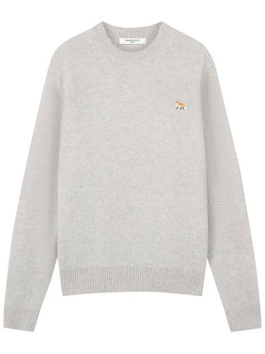 Baby Fox Patch Regular Knit Top Light Grey Melange - MAISON KITSUNE - BALAAN 1