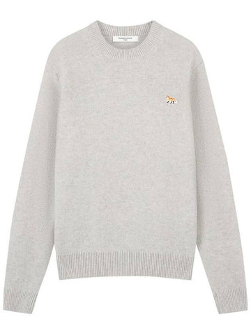 Baby Fox Patch Regular Knit Top Light Grey Melange - MAISON KITSUNE - BALAAN 1