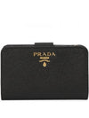 Saffiano Metal Logo Leather Medium Wallet Black - PRADA - BALAAN 2