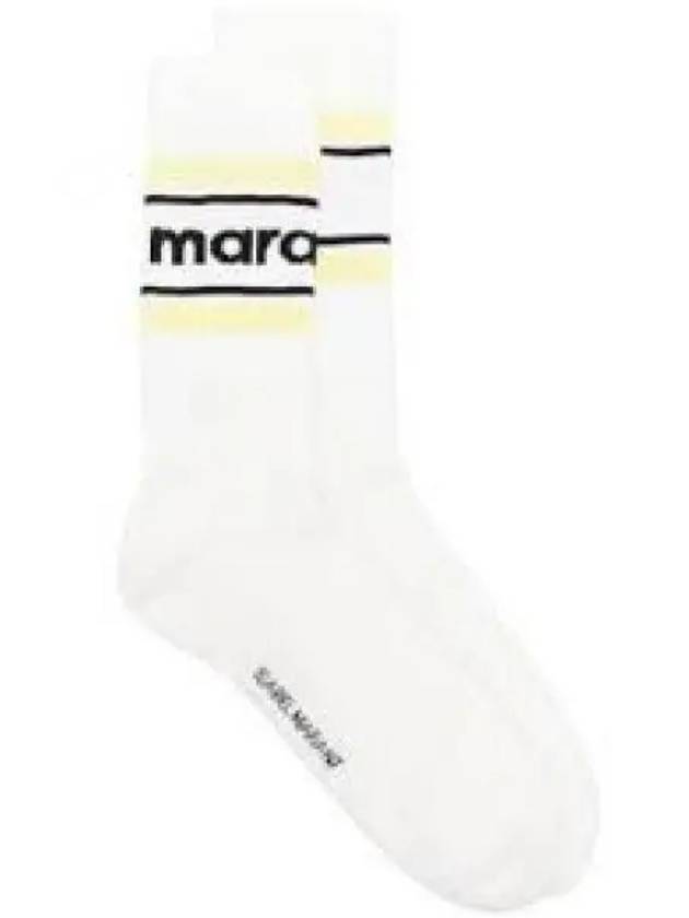 Dona Logo Print Socks White Green - ISABEL MARANT - BALAAN 2