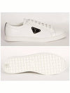 Brushed Leather Low Top Sneakers White Black - PRADA - BALAAN 4