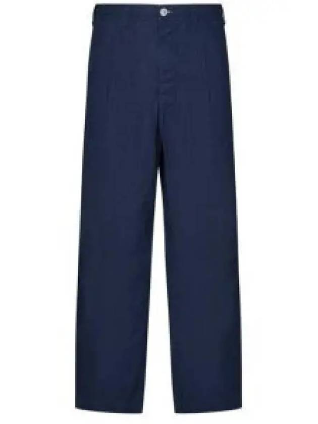 Marina Mid Rise Cotton Canvas Wide Pants Royal Blue - STONE ISLAND - BALAAN 2