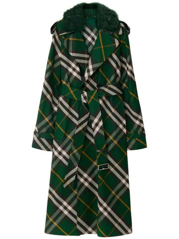 Check Pattern Trench Coat Green - BURBERRY - BALAAN 1