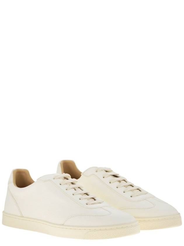 Grain Leather Low Top Sneakers White - BRUNELLO CUCINELLI - BALAAN 5