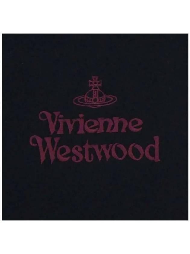 Embroidered Logo Wool Muffler Black 81030007 N401 - VIVIENNE WESTWOOD - BALAAN 4