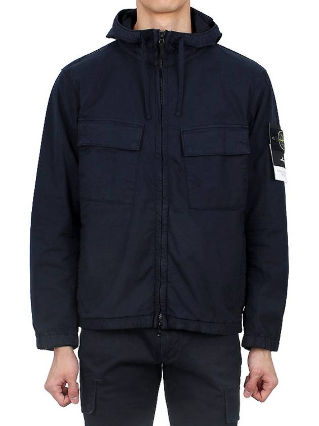 Cotton Twill Stretch Hooded Jacket Navy - STONE ISLAND - BALAAN 3