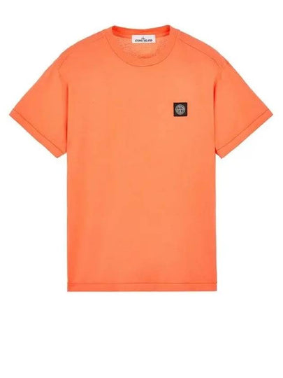 Mini Logo Patch Short Sleeve T-Shirt Orange - STONE ISLAND - BALAAN 2