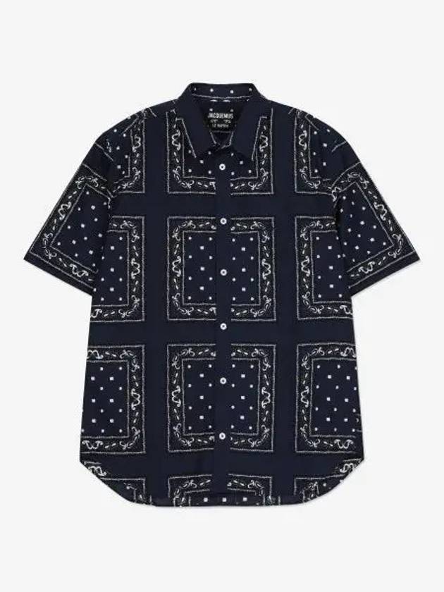 La Chemise Melo Paisley Bandana Short Sleeve Shirt Navy - JACQUEMUS - BALAAN 2