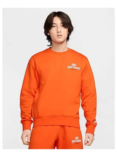 Club Fleece Crew Neck Sweatshirt Orange - NIKE - BALAAN 2