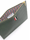 Pebble Grain Three Stripes Zipper Small Clutch Bag Dark Grey - THOM BROWNE - BALAAN 5