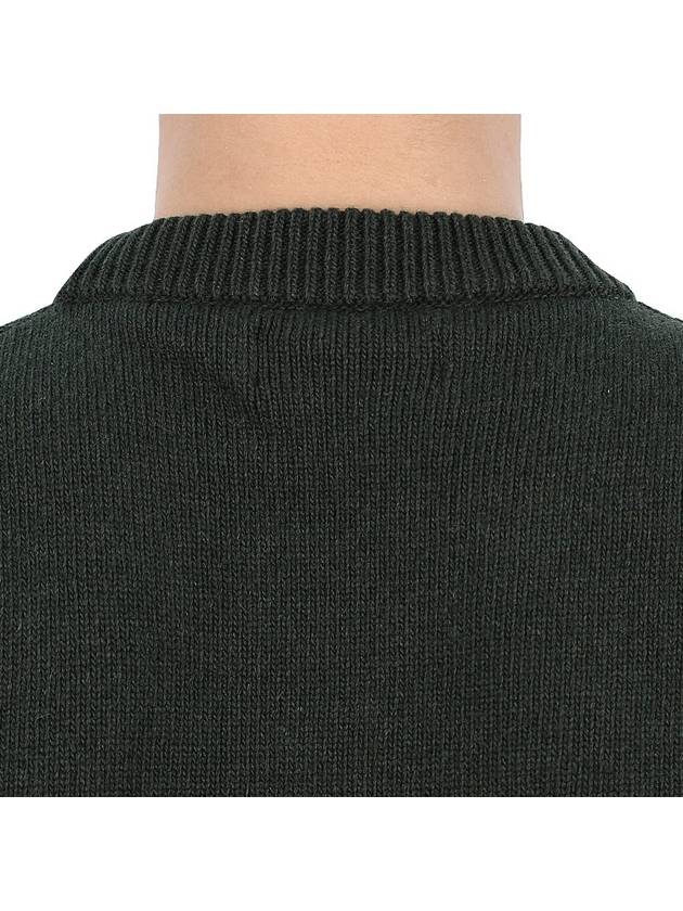 Logo Patch Crew Neck Wool Knit Top Khaiki - STONE ISLAND - BALAAN 9