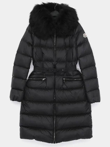 Boedic Patch Logo Belted Hooded Fur Women s Long Padding 1C00022 595FE 999 - MONCLER - BALAAN 1