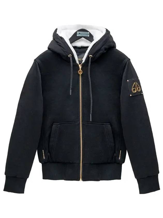 Madison Bunny Logo Gold Hardware Hooded Zip Up Black - MOOSE KNUCKLES - BALAAN 2