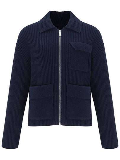 3-Pocket Zip-Up Knit Wool Cardigan Navy - RS9SEOUL - BALAAN 2