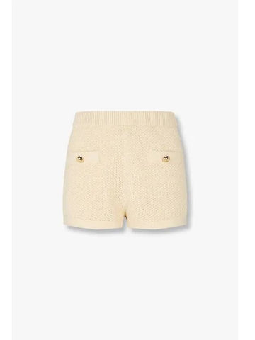 Wearing Ball Button Crochet Knit Shorts Charlotte Cotton Short Yellowish Beige - REFORMATION - BALAAN 1