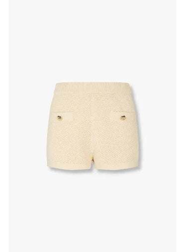 Wearing Ball Button Crochet Knit Shorts Charlotte Cotton Short Yellowish Beige - REFORMATION - BALAAN 1