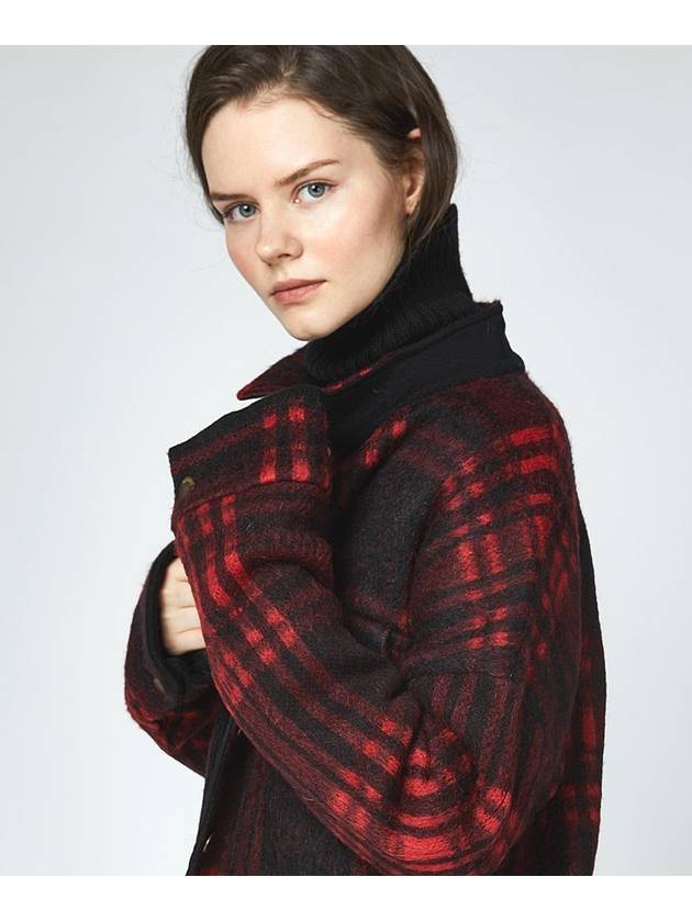 Red mohair blend checked jacket - LANEUS - BALAAN 5