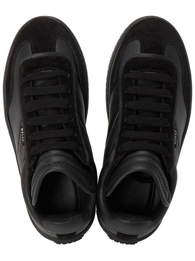 Player Lace Up Leather Low Top Sneakers Black - BALLY - BALAAN 3