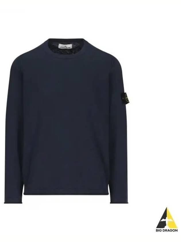 Compass Badge Ribbed Cotton Knit Top Navy - STONE ISLAND - BALAAN 2