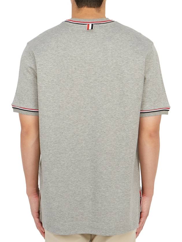 RWB Trimmed Cotton Short Sleeve T-Shirt Grey - THOM BROWNE - BALAAN 5