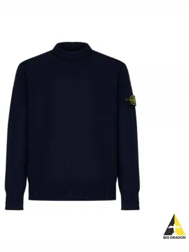 Round Neck Wappen Organic Knit Top Navy - STONE ISLAND - BALAAN 2