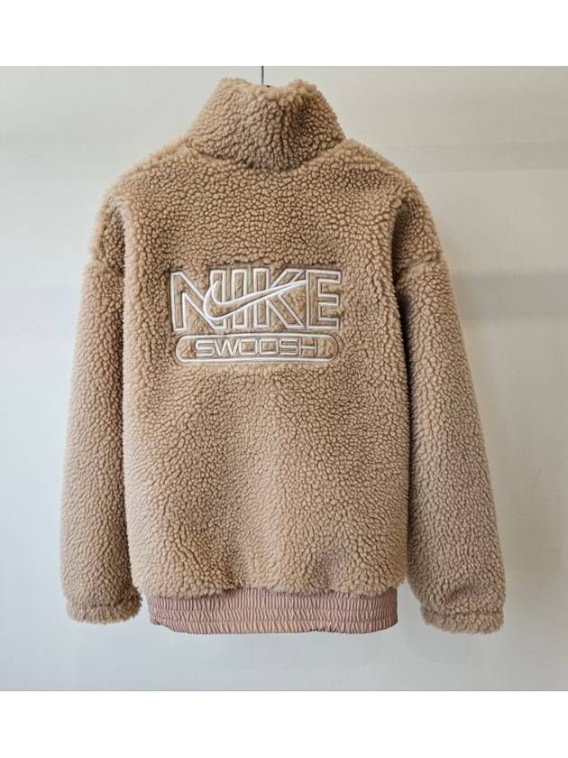 NSW Swoosh Fleece Sherpa Fur Jacket Beige - NIKE - BALAAN 3