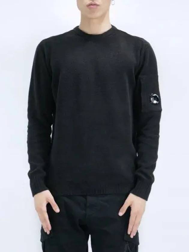 Chenille Cotton Plain Jumper Knit Top Black - CP COMPANY - BALAAN 2