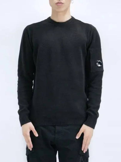 Chenille Cotton Plain Jumper Knit Top Black - CP COMPANY - BALAAN 2