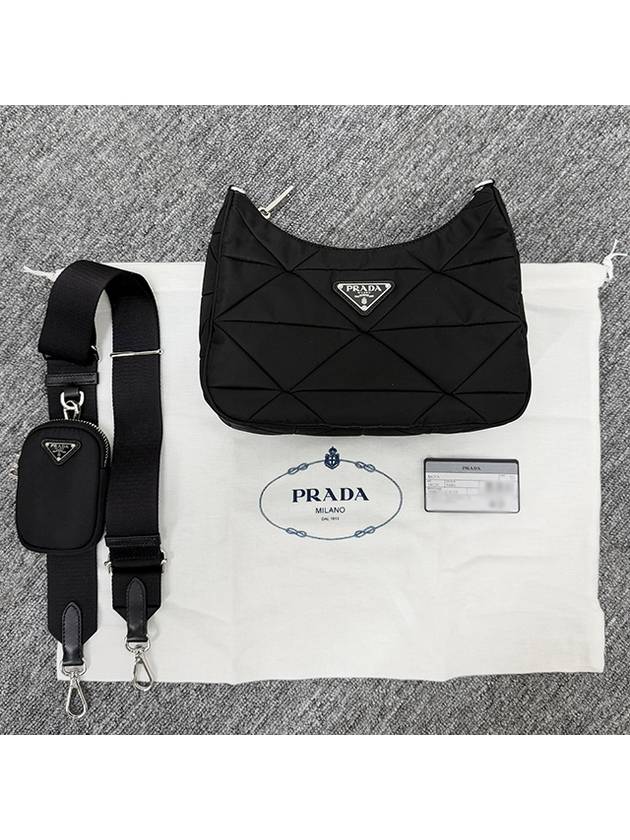 Triangle Logo Re-nylon Paddde Hobo Cross Bag Black - PRADA - BALAAN 3