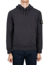 Logo Patch Drawstring Hoodie Charcoal - STONE ISLAND - BALAAN 2