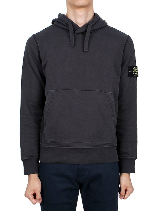 Logo Patch Drawstring Hoodie Charcoal - STONE ISLAND - BALAAN 2