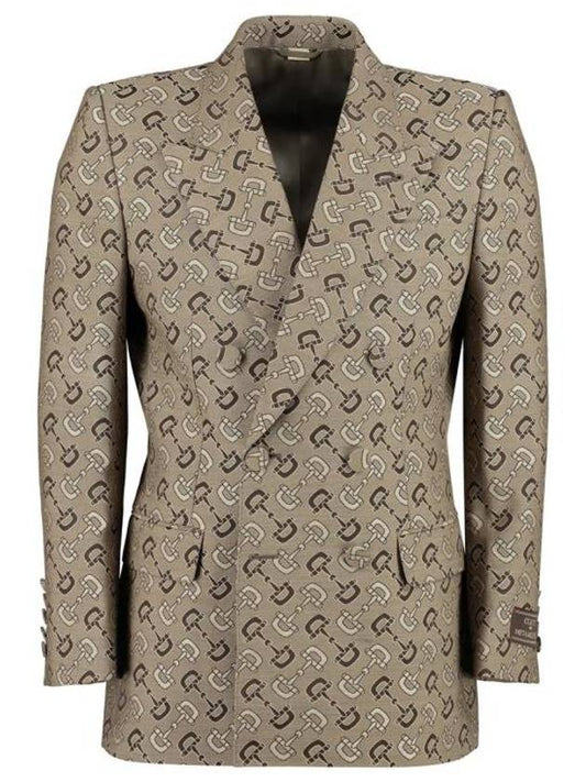 Maxi Horsebit Cotton Jacket Beige Brown - GUCCI - BALAAN 1