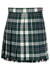 Women's Tartan Twill Mini Pleated Skirt Green - THOM BROWNE - BALAAN 2