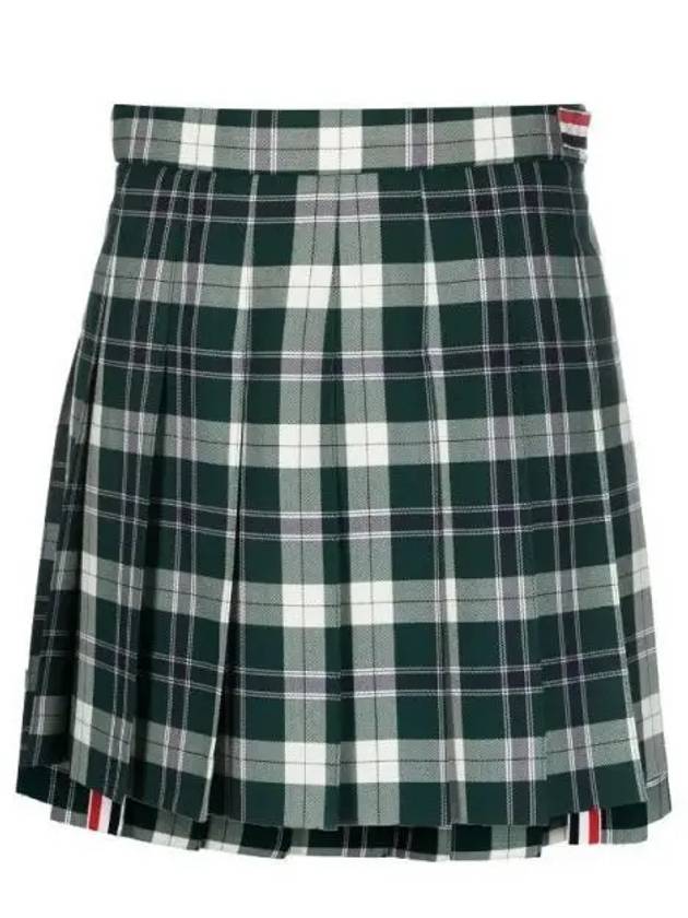 Women's Tartan Twill Mini Pleated Skirt Green - THOM BROWNE - BALAAN 2